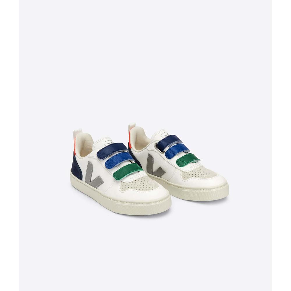 Veja V-10 CHROMEFREE Topanky Detske White/Blue | SK 742NWY